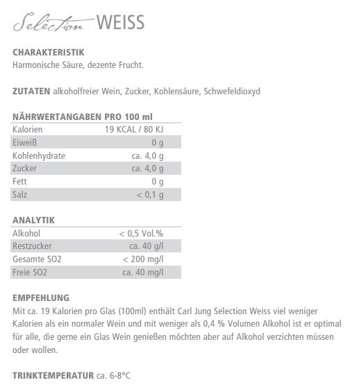Carl Jung Cuvèe Weißwein 0,75l - alkoholfreier Wein