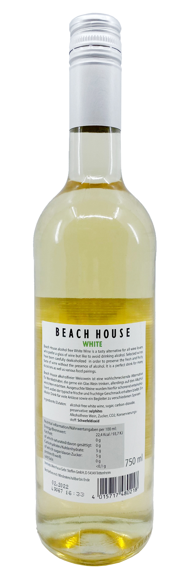 Beachhouse White alkoholfreier Weißwein Fresh & Fruity 0,75l