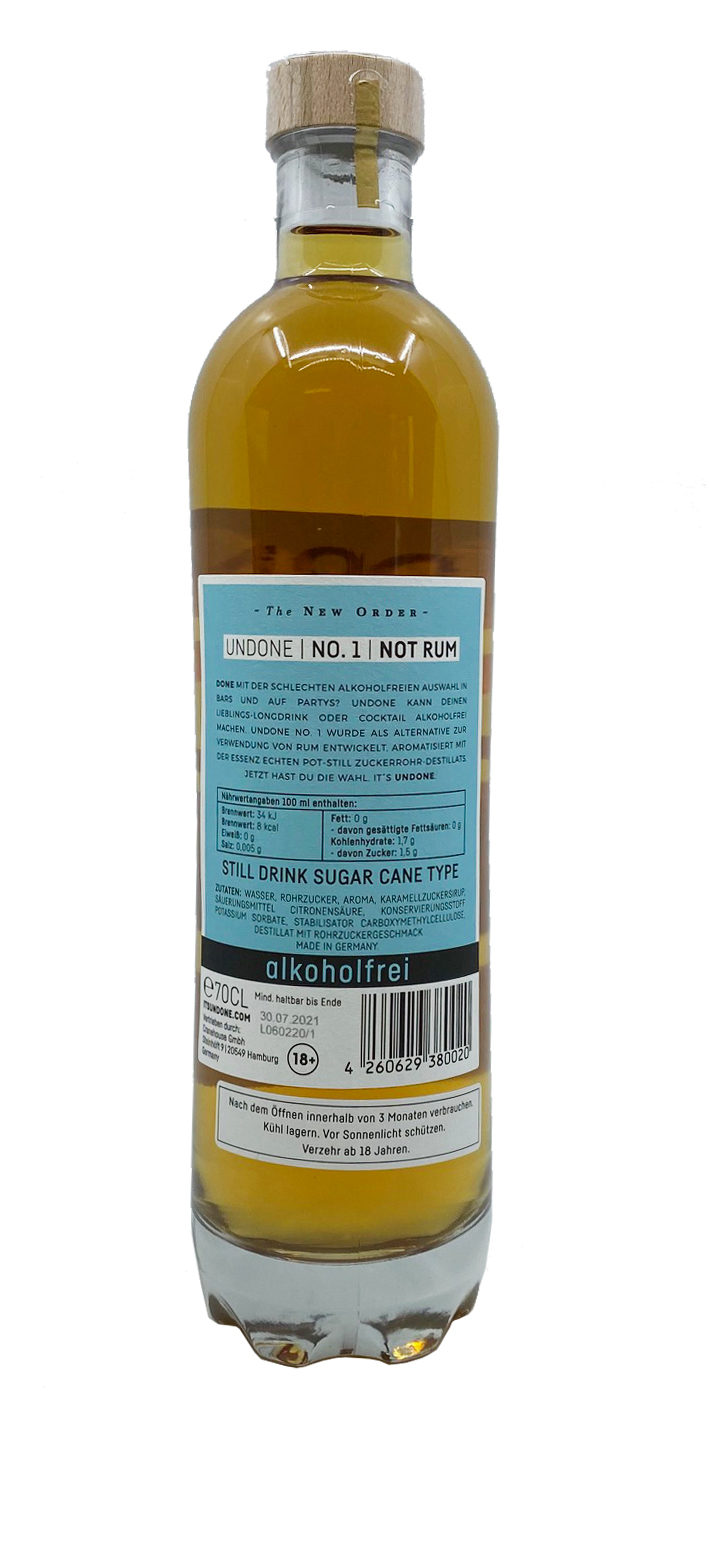 Undone Sugar Cane Type - This is not Rum - alkoholfreie Rum Alternative No.1 0,7l